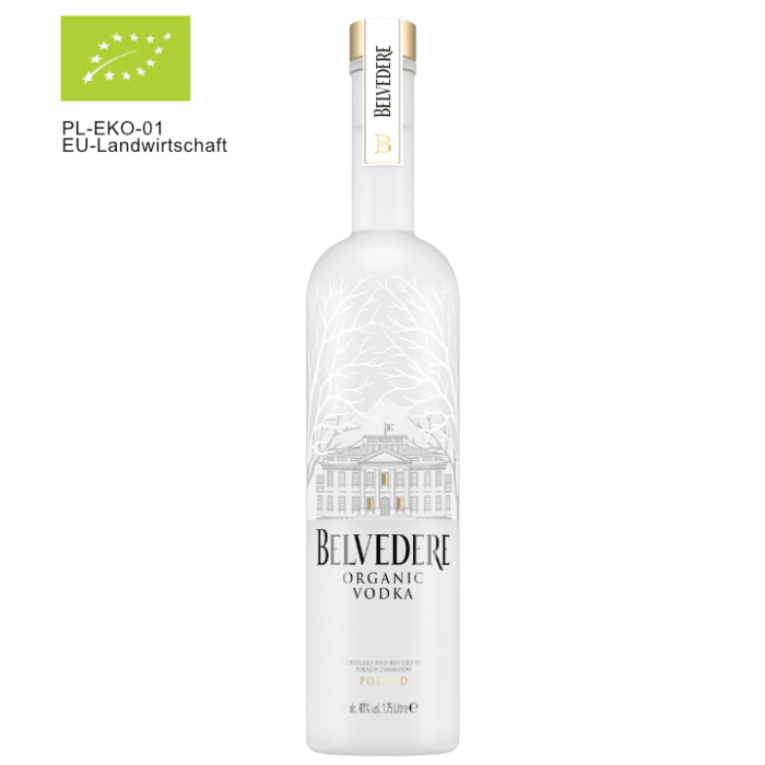 Belvedere Organic Vodka Bio Großflasche mit LED Licht / 40 % Vol. / 1,75 Liter-Flasche