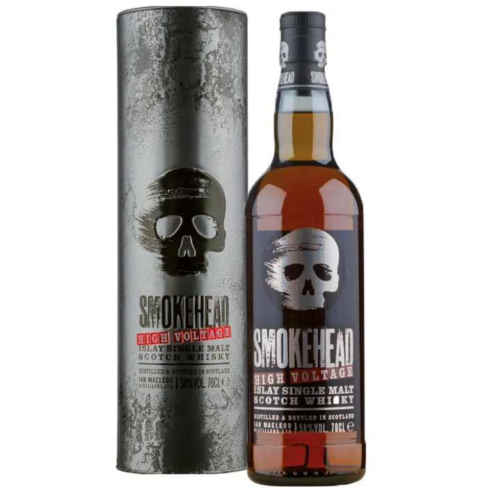 Smokehead High Voltage Whisky – Islay Single Malt / 58 % Vol. / 0,7 Liter-Flasche in Geschenkdose