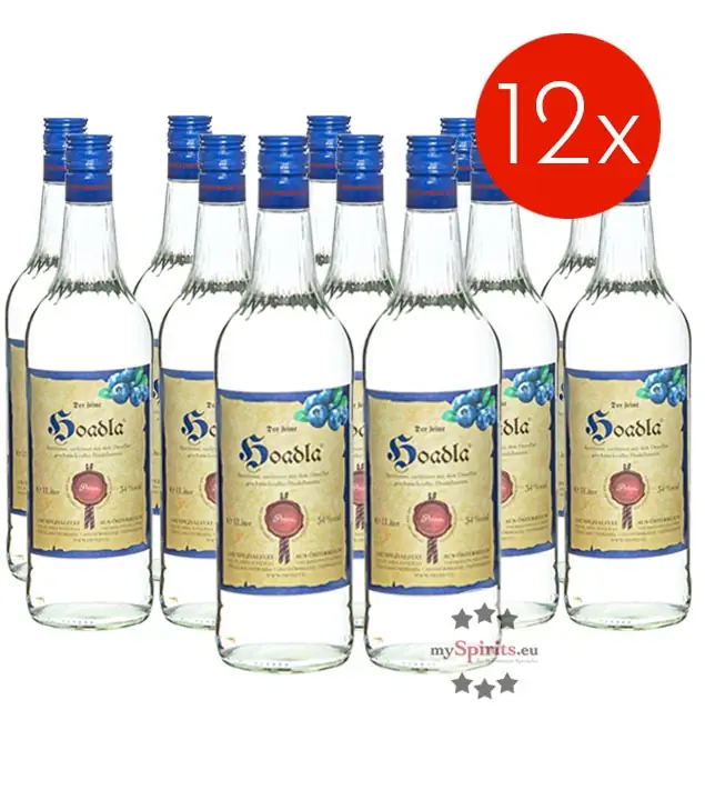 Prinz: Hoadla - fruchtig milder Heidelbeer-Schnaps / 34 % Vol. / 12 x 1,0 Liter - Flasche