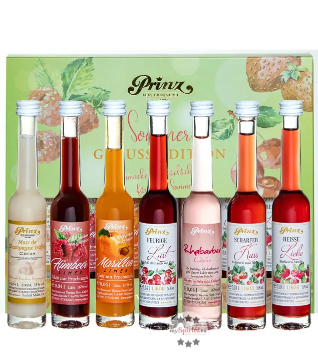 Prinz: Geschenk-Set “Die kleinen Sommerlichen“ Probierset / 15 & 16 % Vol. / 7 x 0,04 Liter-Flaschen