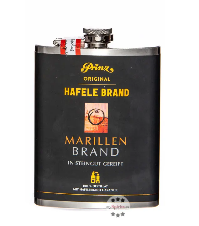 Prinz Flachmann Hafele Marillenbrand / 43 % Vol. / 0,2 Liter-Flasche aus Edelstahl