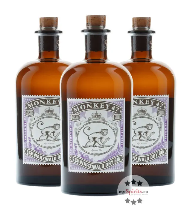 Monkey 47 Schwarzwald Dry Gin / 47 % Vol. / 3 x 0,5 Liter-Flasche 