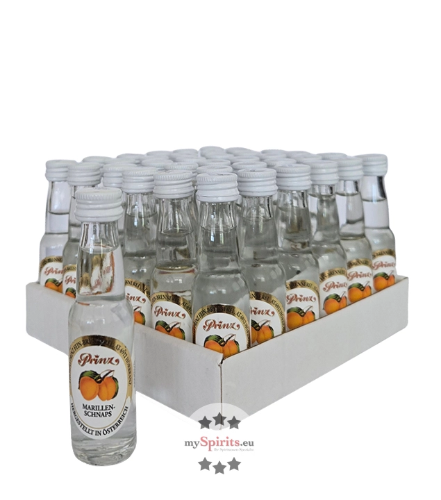 36 x Prinz Marillen-Schnaps Mini / 40 % vol / 36 x 0,02 Liter-Flasche