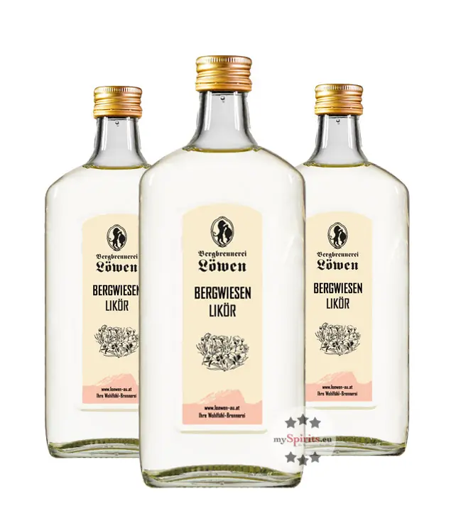 3 x Löwen: Bergwiesen Likör / 22 % Vol. / 3 x 0,5 Liter-Flaschen 