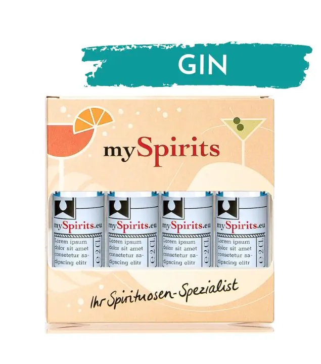 mySpirits: 4er Miniaturen-Set Gin / 43,3 - 47,3 % vol / 4 x 0,02 Liter in Deko-Box
