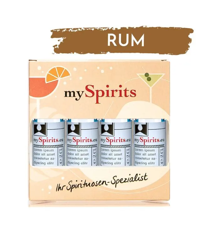 mySpirits: 4er Miniaturen-Set Rum / 38 - 45 % vol / 4 x 0,02 Liter in Deko-Box