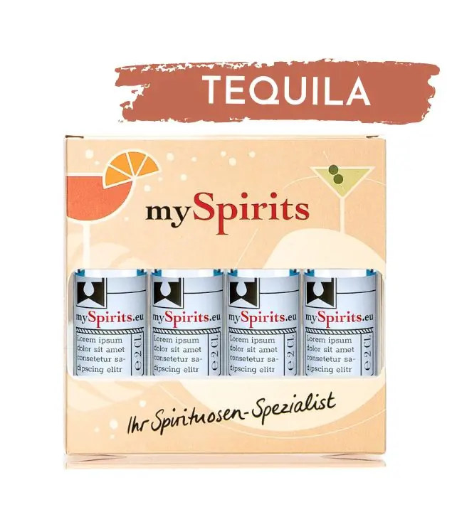 mySpirits: 4er Miniaturen-Set Tequila / 38 - 40 % vol / 4 x 0,02 Liter in Deko-Box
