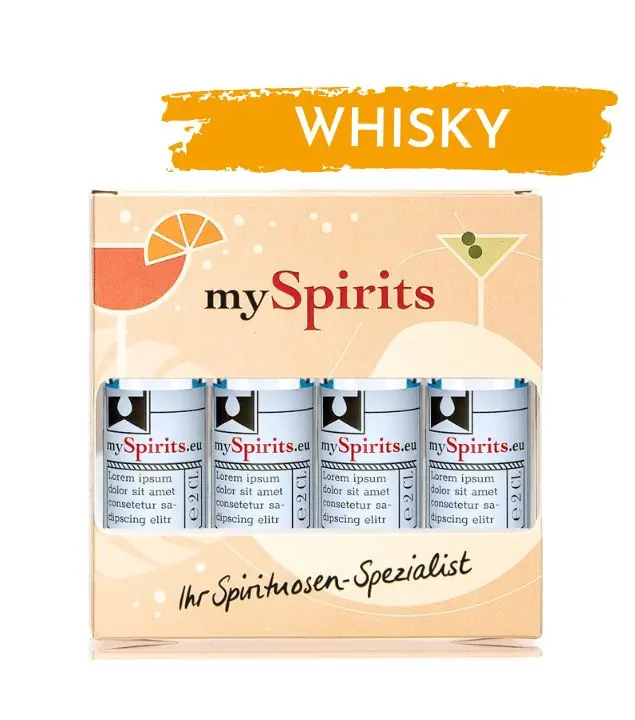 mySpirits: 4er Miniaturen-Set Whisky / 43-48 % vol / 4 x 0,02 Liter in Deko-Box