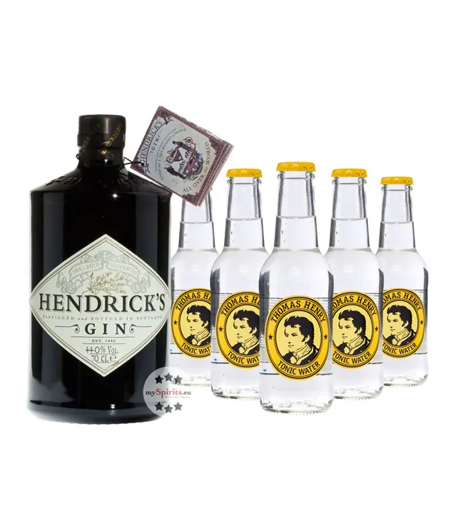 Hendrick’s Small Batch Gin (44% Vol., 0,7 L) & 5 x Thomas Henry Tonic Water (0,2 L)