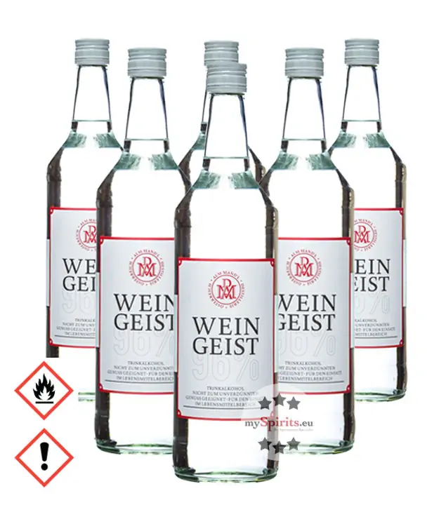 Alm Mand’l Weingeist – reiner Alkohol / 96 % Vol. / 6 x 1,0 Liter-Flasche