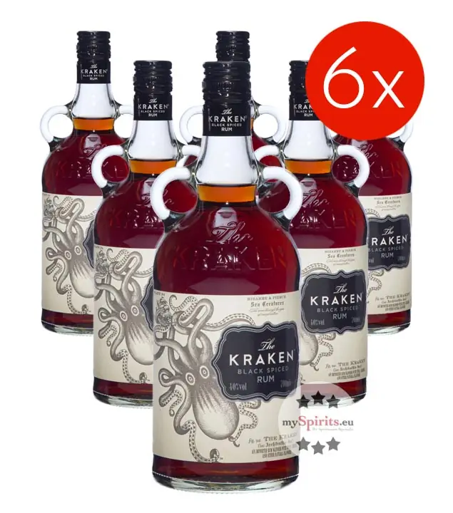 6 x The Kraken Black Spiced Spirit Drink auf Rum-Basis / 40 % vol / 6 x 0,7 Liter-Flasche
