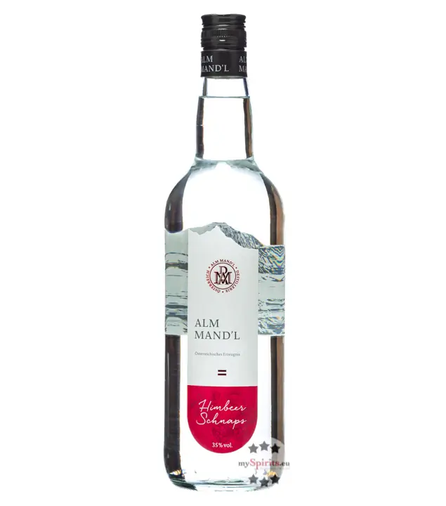 Alm Mand'l Himbeer-Schnaps / 35 % Vol. / 1,0 Liter-Flasche