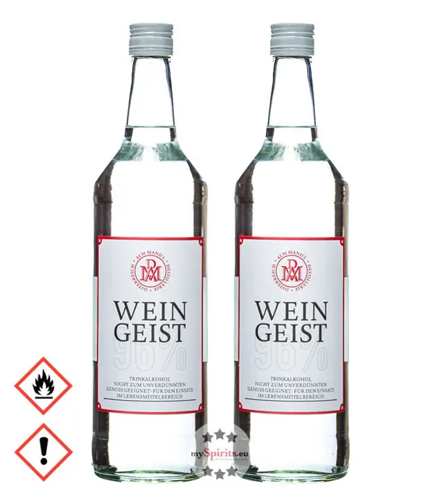 Alm Mand'l: Weingeist / 96 % Vol. / 2 x 1,0 Liter - Flasche