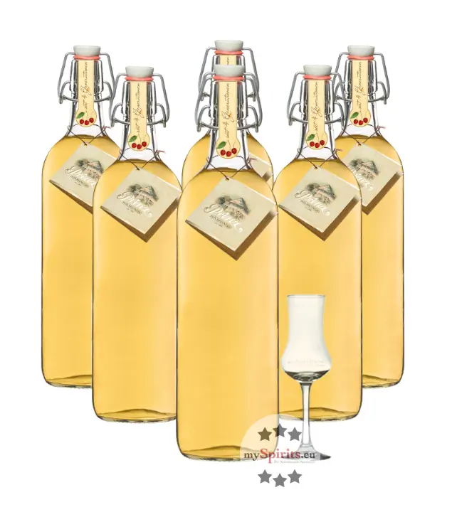 Prinz: Alte Kirsche Kombi / 41 % Vol. / 6 x 1,0 Liter-Flasche + 1 x mySpirits Schnapskelch