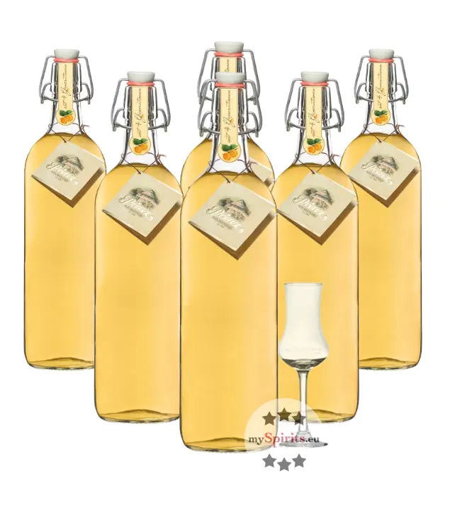 6 x Prinz Alte Marille / 41 % Vol. / 6 x 1,0 Liter + 1 x gratis mySpirits Schnapskelch