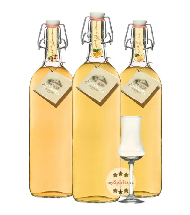 Prinz: Alte Sorten Lieblinge im 3er Set / 41 % vol / 3 x 1 Liter-Flasche + 1 x mySpirits Schnapskelch
