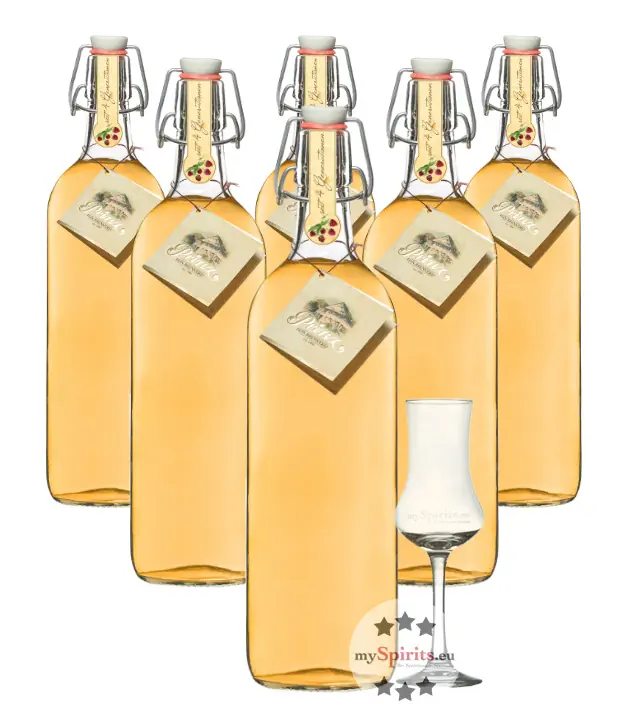 Prinz: Alte Waldhimbeere Kombi / 41 % Vol. / 6 x 1,0 Liter-Flasche + 1 x mySpirits Schnapskelch