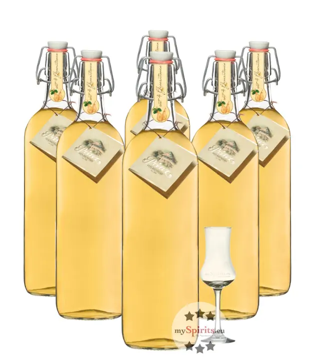 Prinz: Alte Williamsbirne Kombi / 41 % Vol. / 3 x 1,0 Liter-Flaschen + 1 x mySpirits-Schnapskelch