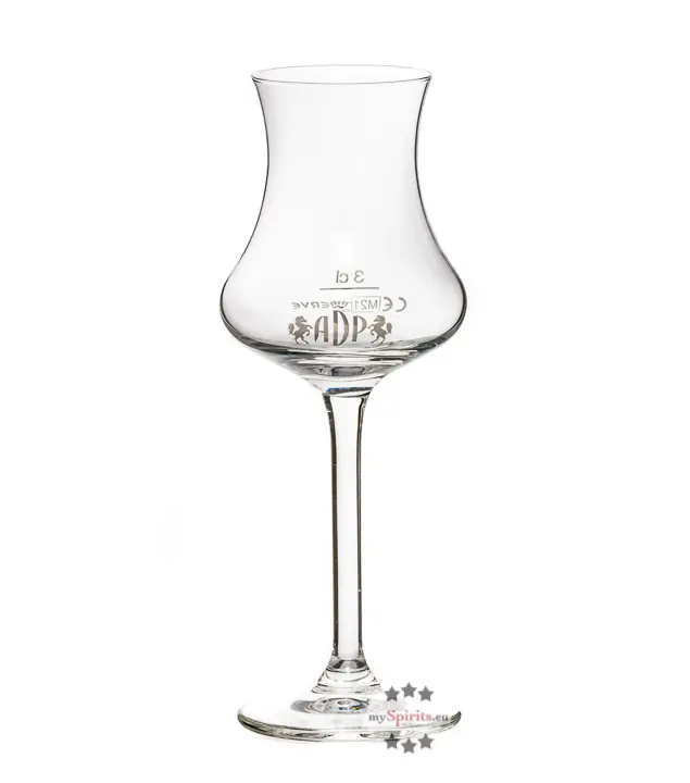 Andrea Da Ponte: Grappakelch Glas mit Stiel / 3 cl Eichstrich / H: ca. 17 cm 