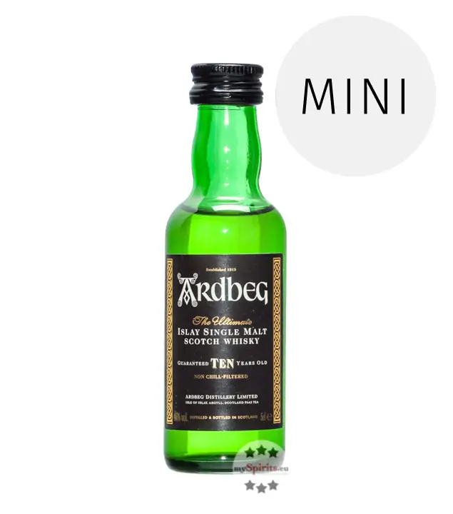 Ardbeg Ten 10 Jahre Islay Single Malt Scotch Whisky Miniatur / 46 % Vol. / 0,05 Liter-Flasche