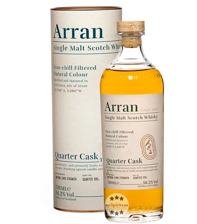 Arran Quarter Cask Single Malt Scotch Whisky – The Bothy / 56,2 % Vol. / 0,7 Liter-Flasche in Geschenkdose
