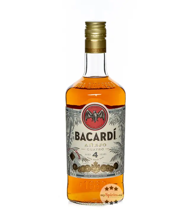 Bacardi A&ntilde;ejo Cuatro Aged 4 Years Gold Rum / 40 % Vol. / 0,7 Liter-Flasche