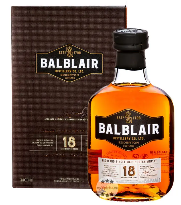 Balblair 18 Jahre Highland Single Malt Scotch Whisky / 46 % Vol. / 0,7 Liter-Flasche in Geschenkbox