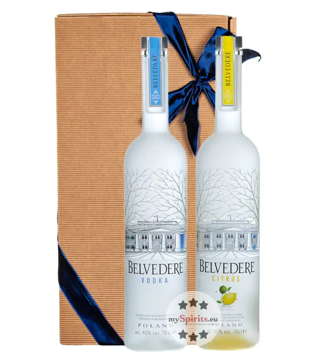 Geschenk-Set: Belvedere Vodka (40 % Vol. / 0,7 L) + Belvedere Citrus Vodka (40 % Vol. / 0,7 L) in Geschenkbox