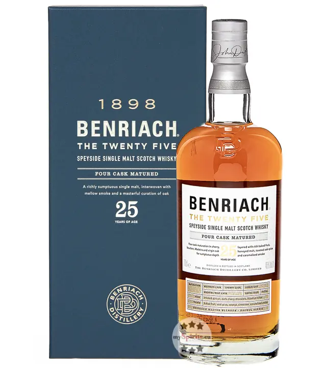 Benriach 25 The Twenty Five Speyside Single Malt Scotch Whisky / 46,8 % Vol. / 0,7 Liter-Flasche in Geschenkbox
