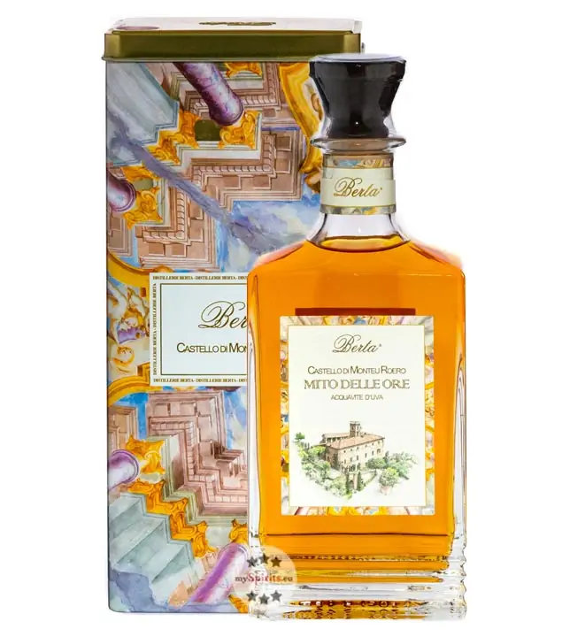 Distillerie Berta Mito delle Ore Distillato d’Uva / 42 % vol. / 0,7 Liter-Flasche in Metalldose