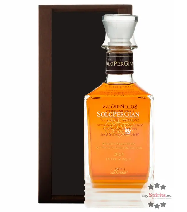 Distillerie Berta Solo per Gian – Grappa Invecchiata / 43 % vol. / 0,7 Liter-Flasche in Holzkiste