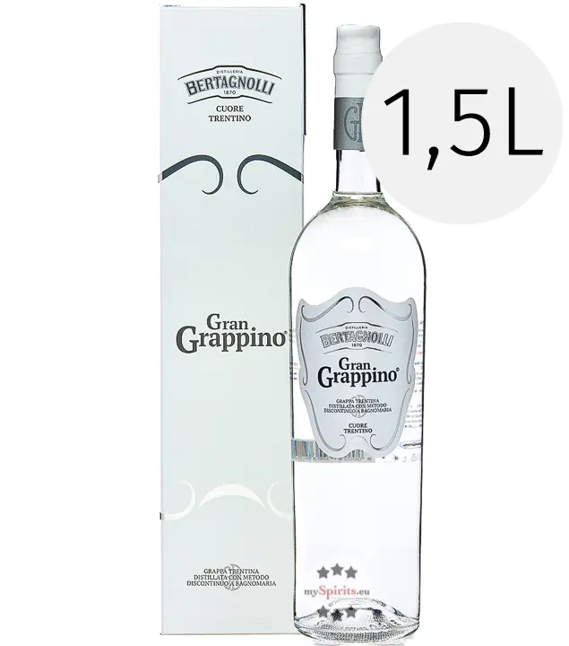 Bertagnolli Gran Grappino Bianco Grappa / 42 % Vol. / 1,5 Liter-Flasche in Geschenkbox