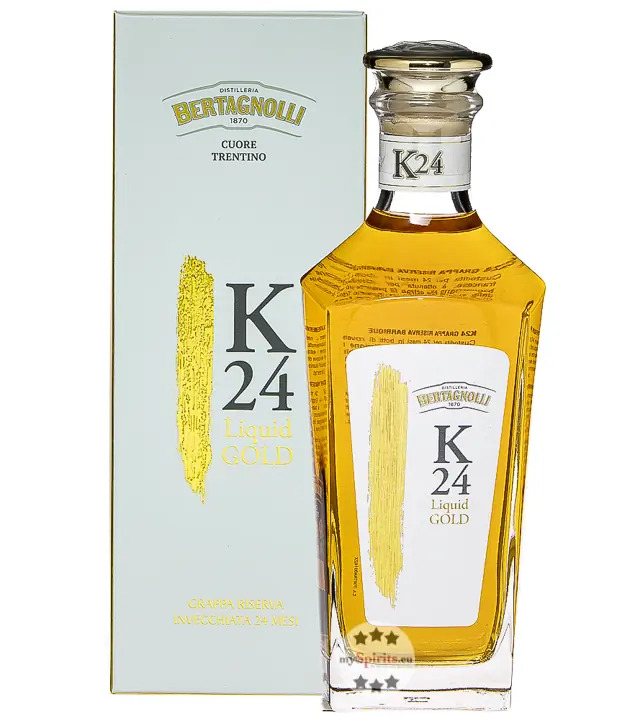 Bertagnolli K24 Liquid Gold Grappa Riserva / 42 % Vol. / 0,7 Liter-Flasche in Geschenkbox