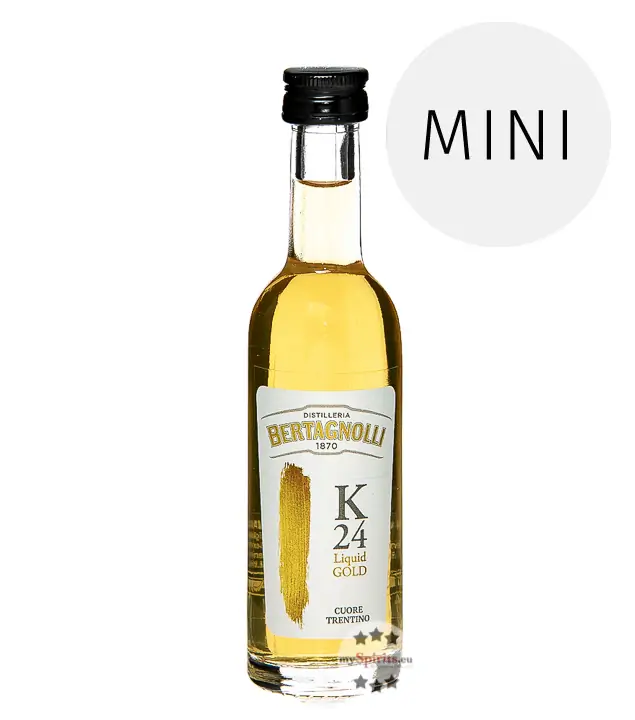 Bertagnolli K24 Liquid Gold Grappa Riserva Miniatur / 42 % Vol. / 0,05 Liter-Flasche 