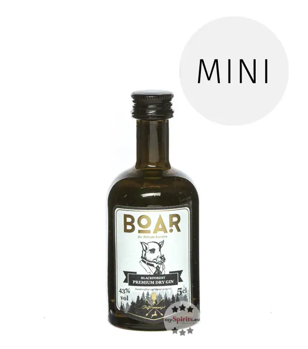 Boar Gin Blackforest Premium Dry Gin Miniatur / 43 % Vol. / 0,05 Liter-Flasche