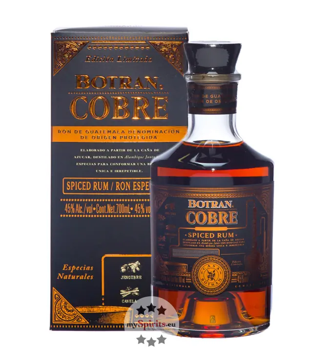 Ron Botran Cobre Spiced / 45 % Vol. / 0,7 Liter-Flasche in Karton