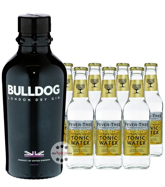 Bulldog Gin (40 % Vol. 0,7 L) & 7 x Fever-Tree Indian Tonic Water (0,2 L) inkl. 1,05 € Pfand