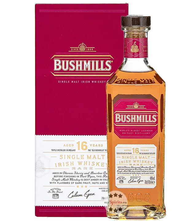 Bushmills 16 Jahre Single Malt Irish Whiskey / 40 % vol / 0,7 Liter-Flasche in Geschenkbox