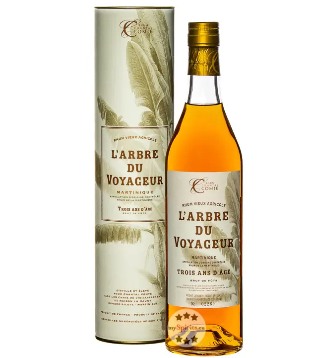 Chantal Comte L'Arbre du Voyageur Trois ans d‘Ȃge Brut de Fȗts Rhum Agricole / 53,5 % Vol. / 0,7 Liter-Flasche in Geschenkdose