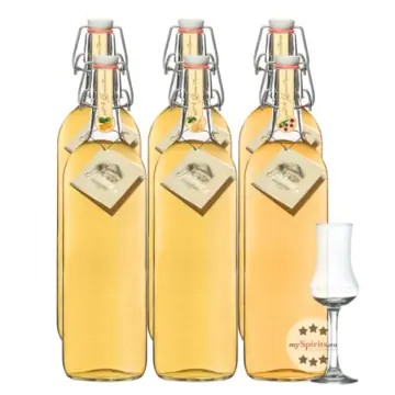 Prinz: Alte Sorten Kombi-Paket mit Alte Marille, Williamsbirne & Wald-Himbeere / 41 % Vol. / 6 x 1,0 Liter-Flasche + 1 x gratis mySpirits Schnapskelch