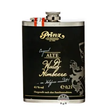 Prinz Flachmann Alte Wald-Himbeere im Holzfass gereift / 41 % Vol. / 0,2 Liter-Flasche aus Edelstahl 