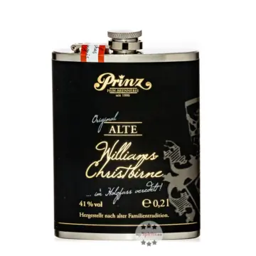 Prinz Flachmann Alte Williams-Christ-Birne im Holzfass gereift / 41 % Vol. / 0,2 Liter-Flasche aus Edelstahl 