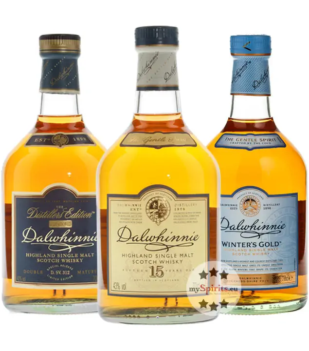 Dalwhinnie Whisky-Set: Winters Gold, 15 Jahre, Distillers Edition / 43 % Vol. / 3 x 0,7 Liter