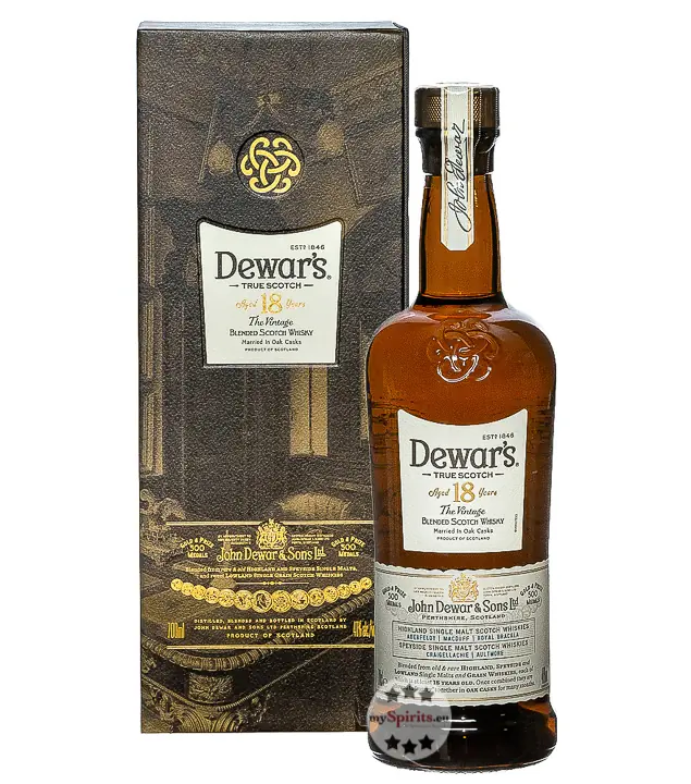 Dewar’s 18 Years The Vintage Blended Scotch Whisky / 40 % Vol. / 0,7 L Flasche in Geschenkschatulle