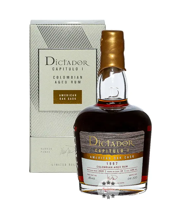 Dictador Capitulo I American Oak Cask 1997 Colombian Aged Rum / 43 % Vol. / 0,7 Liter-Flasche in Geschenkverpackung