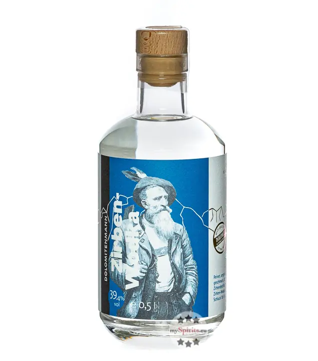 Dolomiti Alpenfeinkost: Dolomitenmann Zirben-Wodka / 39,4 % Vol. / 0,5 Liter-Flasche