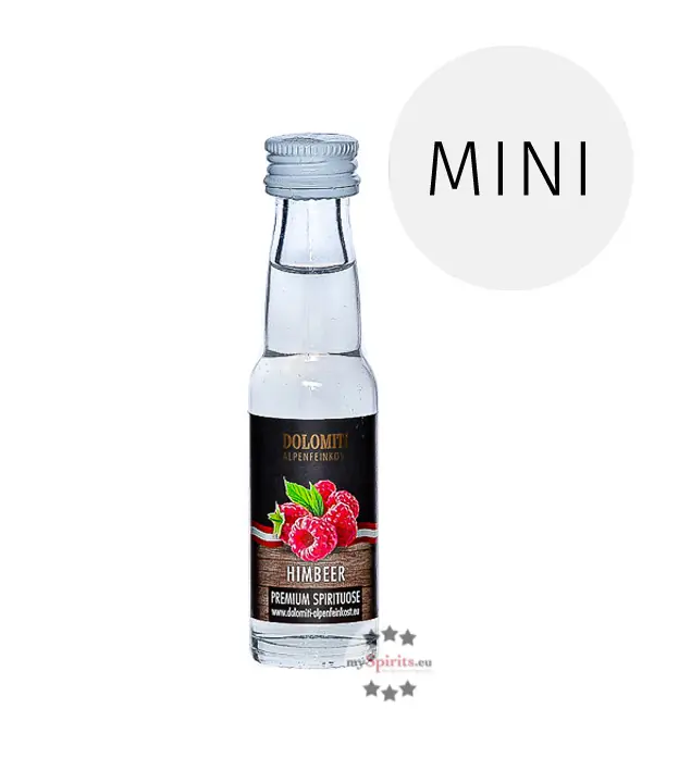 Dolomiti Himbeer Schnaps Premium Miniatur / 35 % Vol. / 0,02 Liter-Flasche