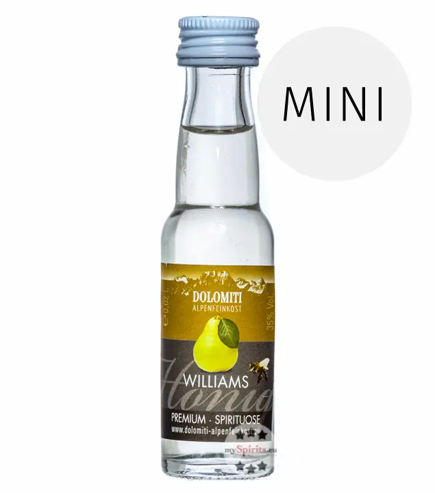 Dolomiti: Williams-Schnaps Premium Spirituose / 35 % Vol. / 0,02 Liter - Flasche