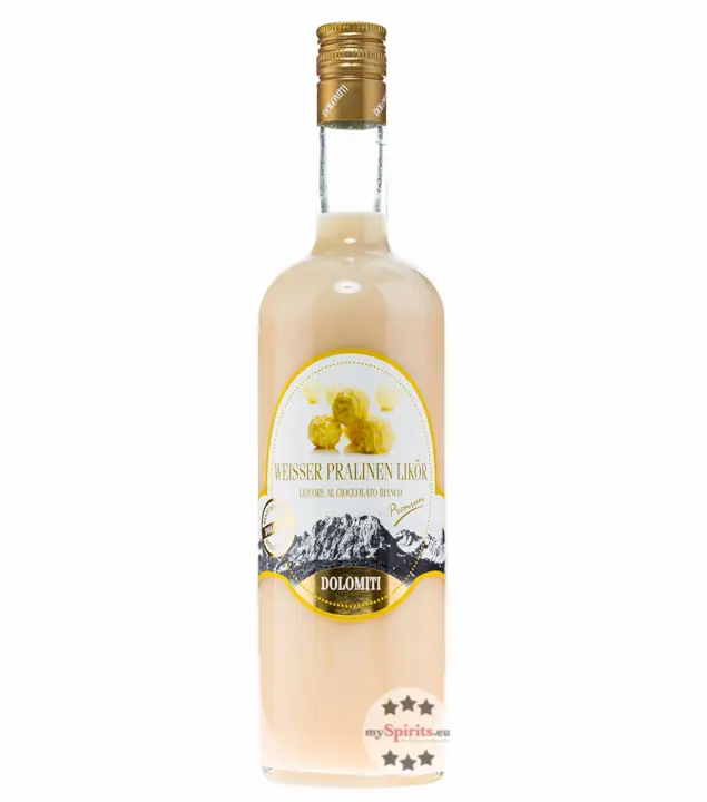 Dolomiti: Weisser Pralinen Likör / 15% Vol. / 1,0 Liter - Flasche
