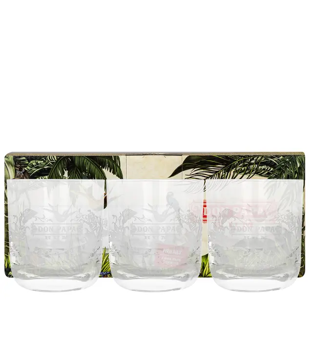 Don Papa Glas Set mit 3 Tumblern / je ca. 350 ml / Ø ca. 7,8 cm / H: ca. 10 cm / 3 Gläser in Dekobox